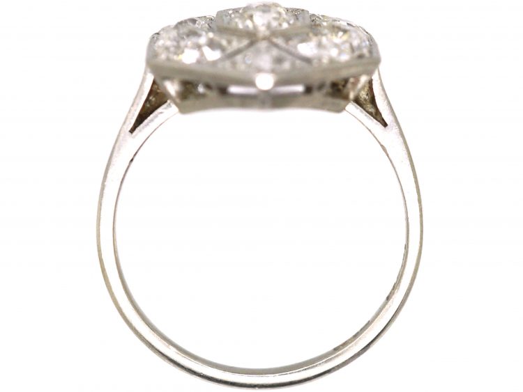 Art Deco Iridium & Platinum Hexagonal Ring set with Diamonds