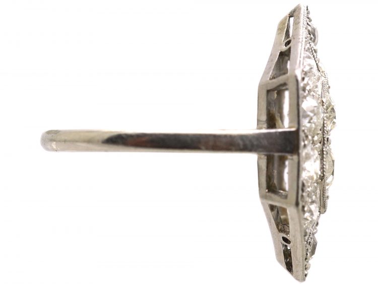 Art Deco Iridium & Platinum Hexagonal Ring set with Diamonds