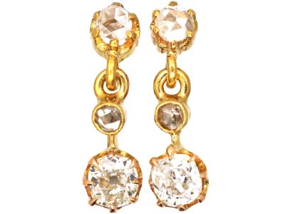 Early 20th Century 18ct Gold Diamond Drop Earrings