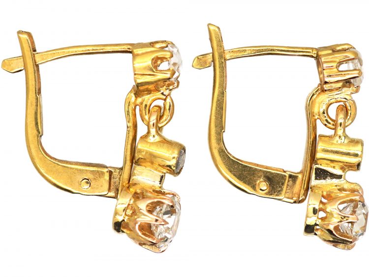 Early 20th Century 18ct Gold Diamond Drop Earrings