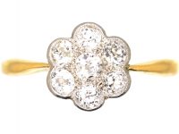 Edwardian 18ct Gold & Platinum Diamond Daisy Cluster Ring
