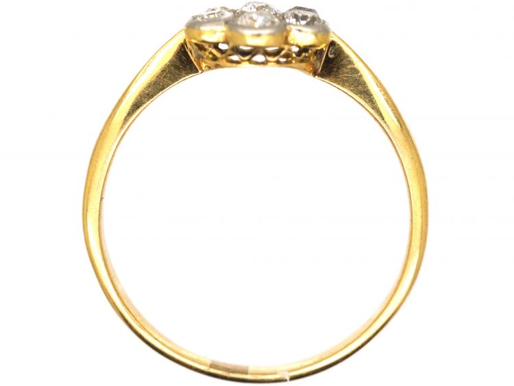 Edwardian 18ct Gold & Platinum Diamond Daisy Cluster Ring