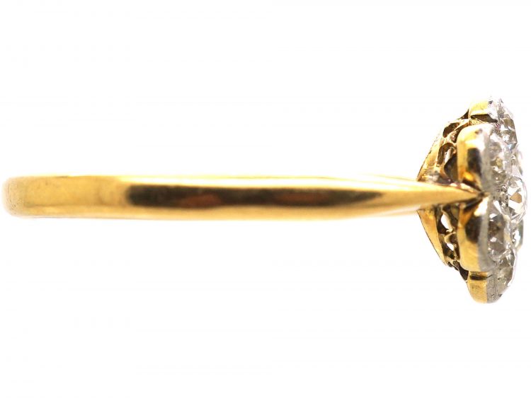 Edwardian 18ct Gold & Platinum Diamond Daisy Cluster Ring
