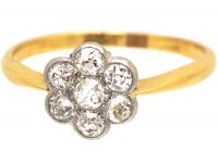 Edwardian 18ct Gold & Platinum Diamond Daisy Cluster Ring