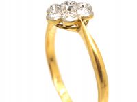Edwardian 18ct Gold & Platinum Diamond Daisy Cluster Ring