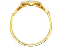 Art Deco 18ct Gold & Platinum Fan Shaped Ring set with Diamonds