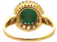 Edwardian 18ct Gold Turquoise & Diamond Cluster Ring with Diamond set Shoulders