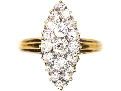 Edwardian 18ct Gold Marquise Ring set with Diamonds
