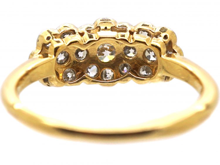 Edwardian 18ct Gold & Platinum Triple Cluster Ring set with Diamonds
