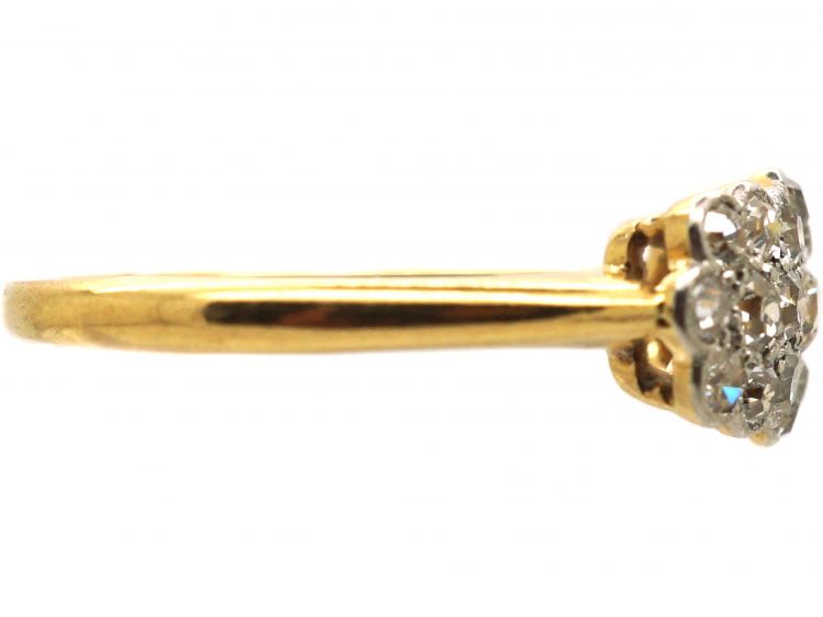 Edwardian 18ct Gold & Platinum Triple Cluster Ring set with Diamonds