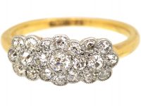 Edwardian 18ct Gold & Platinum Triple Cluster Ring set with Diamonds