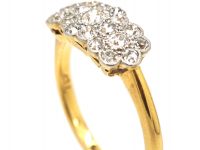 Edwardian 18ct Gold & Platinum Triple Cluster Ring set with Diamonds