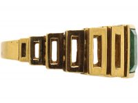 Modernist 18ct Gold Geometric Ring set with an Emerald