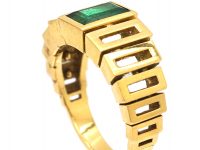 Modernist 18ct Gold Geometric Ring set with an Emerald