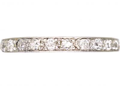 Art Deco Platinum & Diamond Eternity Ring with Engraved Sides