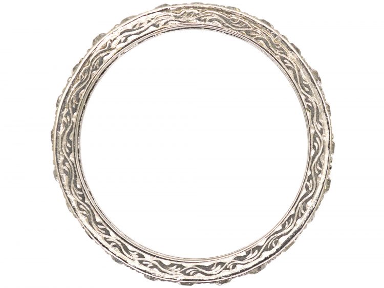 Art Deco Platinum & Diamond Eternity Ring with Engraved Sides
