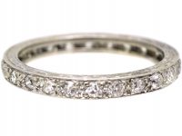Art Deco Platinum & Diamond Eternity Ring with Engraved Sides