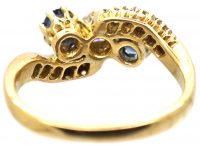Edwardian 18ct Gold, Sapphire & Diamond Crossover Ring
