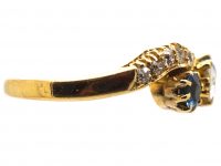 Edwardian 18ct Gold, Sapphire & Diamond Crossover Ring