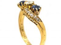 Edwardian 18ct Gold, Sapphire & Diamond Crossover Ring