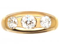 Edwardian 18ct Gold Three Stone Rub Over Diamond Ring