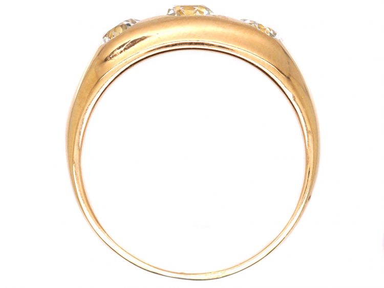 Edwardian 18ct Gold Three Stone Rub Over Diamond Ring