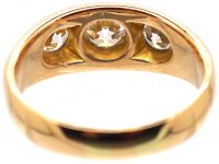 Edwardian 18ct Gold Three Stone Rub Over Diamond Ring