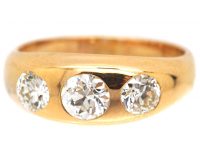 Edwardian 18ct Gold Three Stone Rub Over Diamond Ring