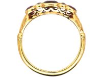 Edwardian 18ct Gold, Ruby & Diamond Three Stone Ring