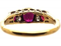 Edwardian 18ct Gold, Ruby & Diamond Three Stone Ring