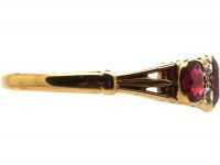 Edwardian 18ct Gold, Ruby & Diamond Three Stone Ring