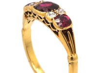 Edwardian 18ct Gold, Ruby & Diamond Three Stone Ring