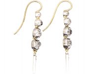 Victorian Gold & Silver Old Mine Cut Diamond Drop Earrings