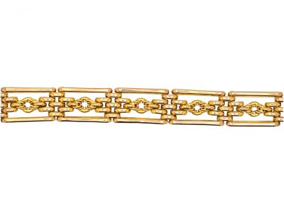 Edwardian 15ct Gold Gate Bracelet with Rope Detail
