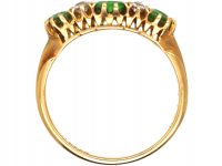 Edwardian 18ct Gold Three Stone Ring set with Green Garnets & Diamonds