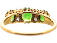 Edwardian 18ct Gold Three Stone Ring set with Green Garnets & Diamonds