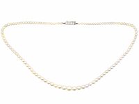 Early 20th Century String of Pearls with 18ct White Gold & Diamond Clasp