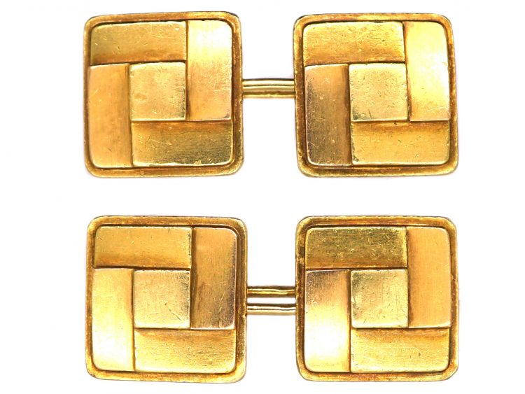Art Deco 18ct Gold Geometric Cufflinks made by Cartier, Paris