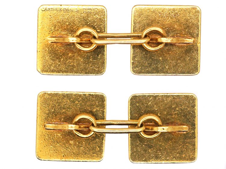 Art Deco 18ct Gold Geometric Cufflinks made by Cartier, Paris