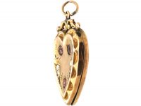 Edwardian 9ct Back & Front Heart Locket set with Rubies & Rose Diamonds