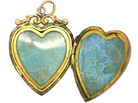Edwardian 9ct Back & Front Heart Locket set with Rubies & Rose Diamonds