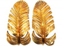 Vintage 14ct Gold Feather Earrings by Tiffany & Co