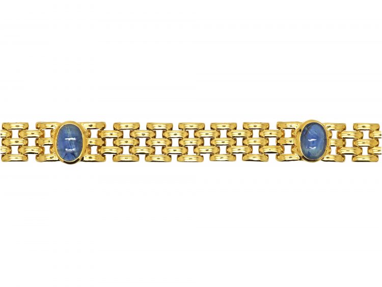 Retro 18ct Gold Bracelet set with Four Cabochon Sapphires