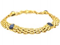 Retro 18ct Gold Bracelet set with Four Cabochon Sapphires