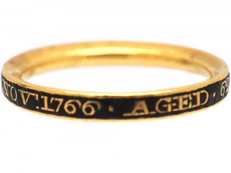 Georgian 18ct Gold & Black Enamel Mourning Ring
