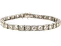 Art Deco Platinum Tennis Bracelet set with Diamonds