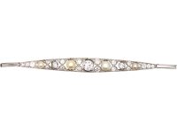 Edwardian 18ct White Gold, Natural Pearl & Diamond Bracelet