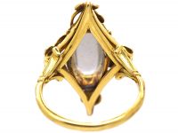 Art Nouveau 18ct Gold Green Enamel & Moonstone Botanical Ring