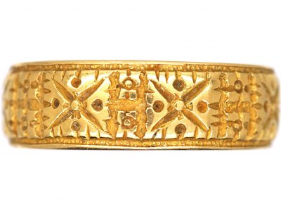Victorian 18ct Gold Engraved Wedding Ring
