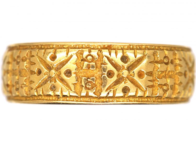 Victorian 18ct Gold Engraved Wedding Ring
